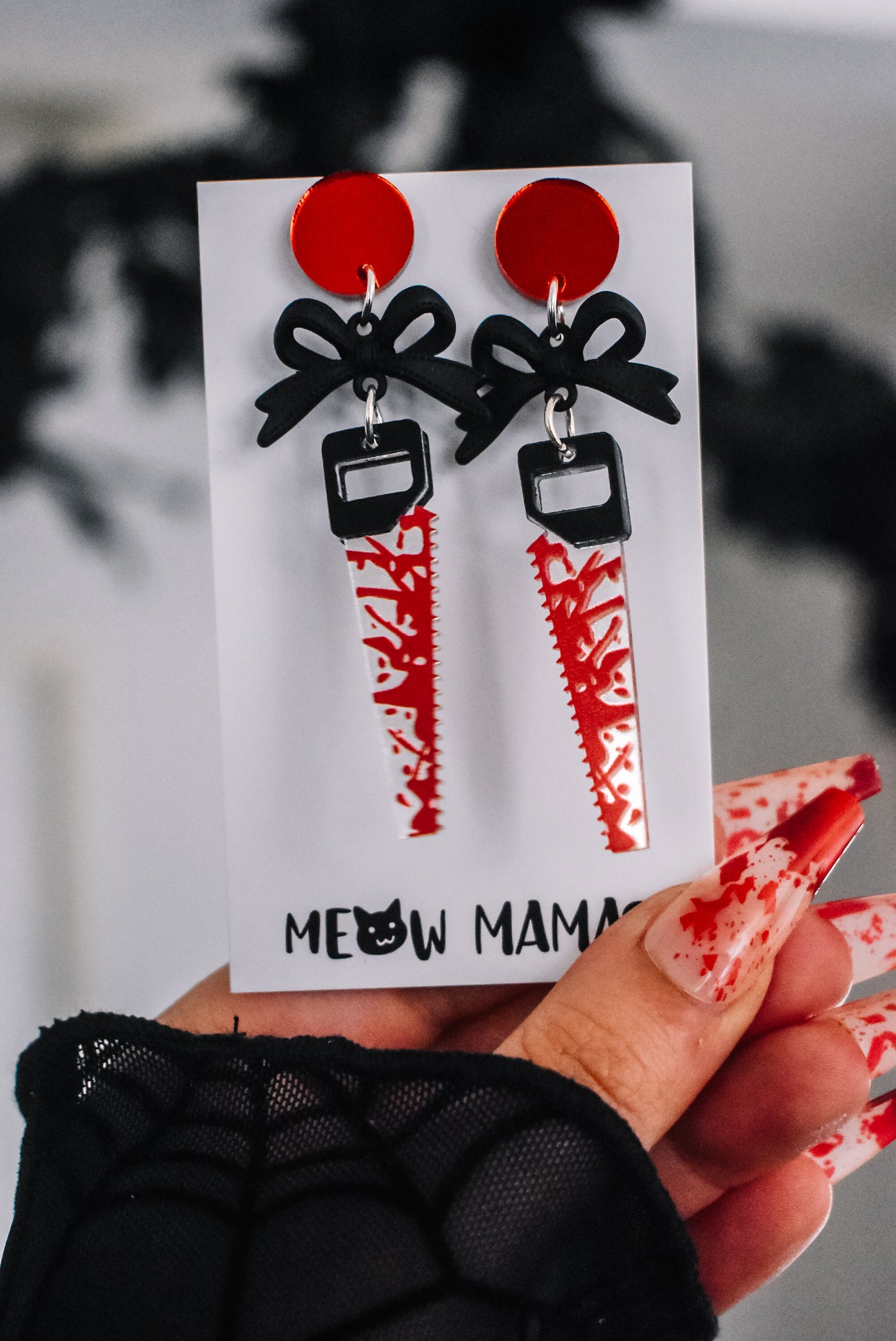 Final girl meat cleaver earrings