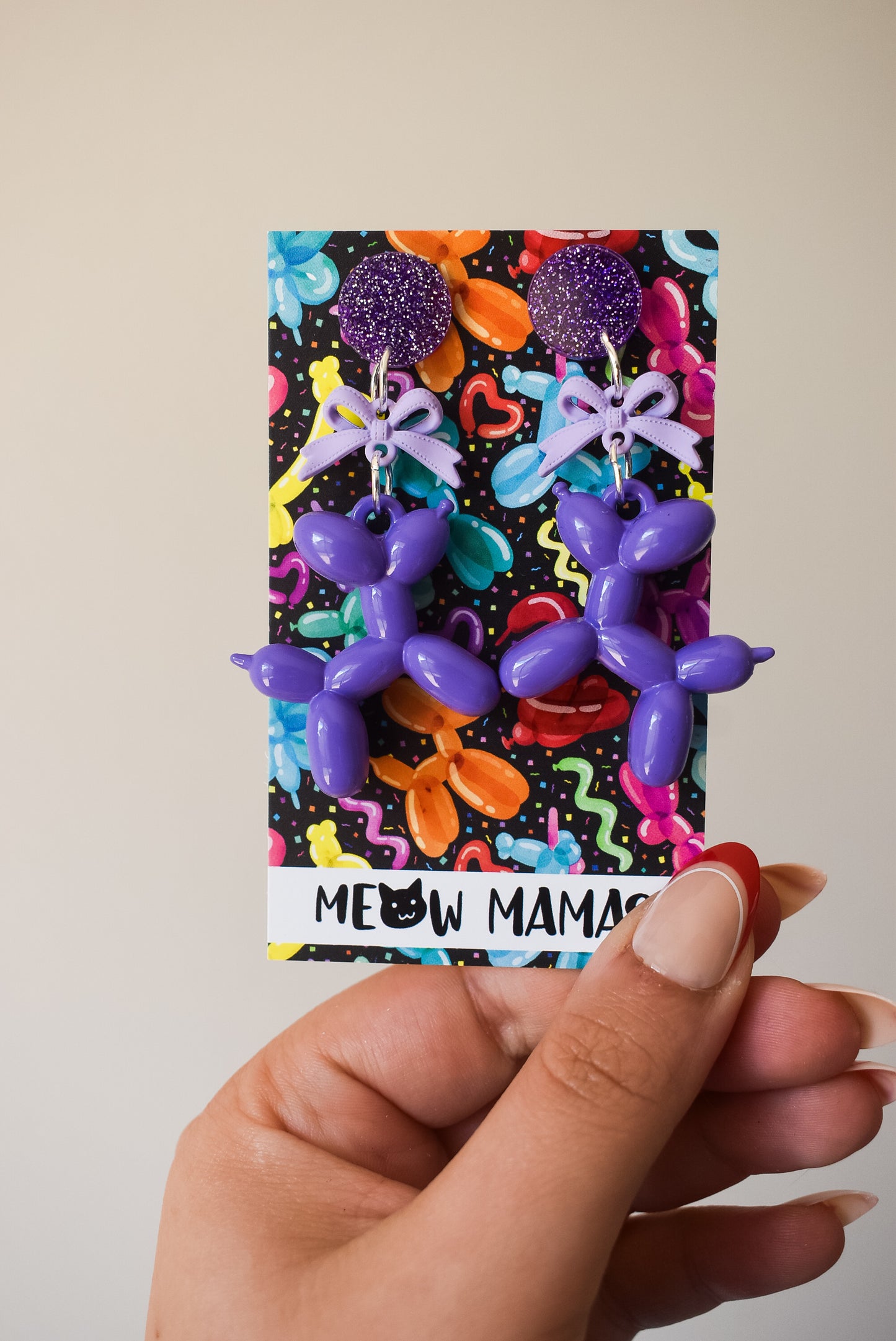 Balloon dog earrings PURPLE