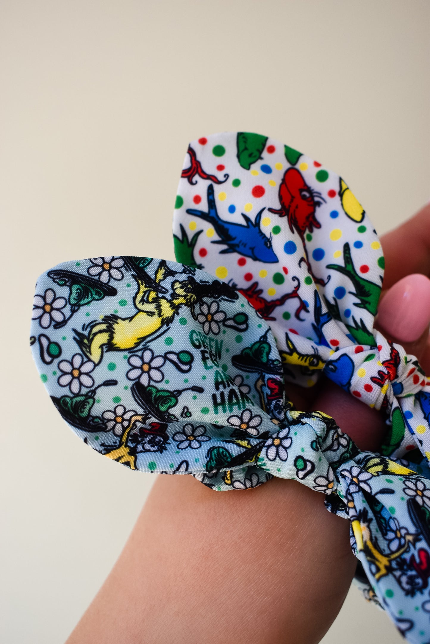 Green Eggs twist scrunchie