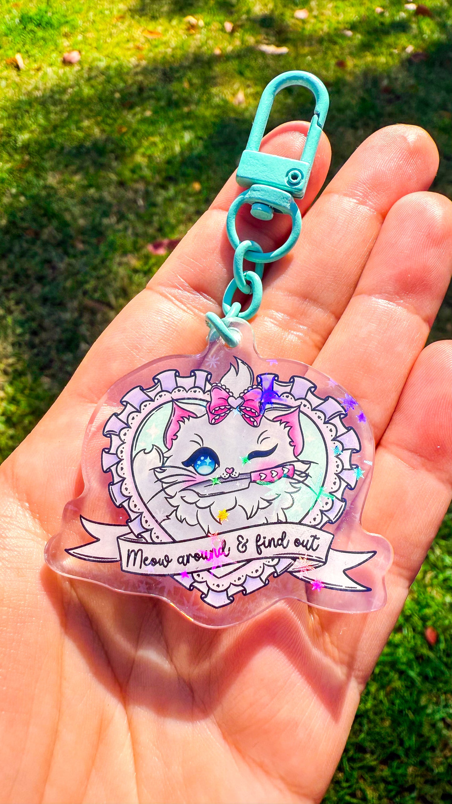 Meow around and find out Holographic keychain