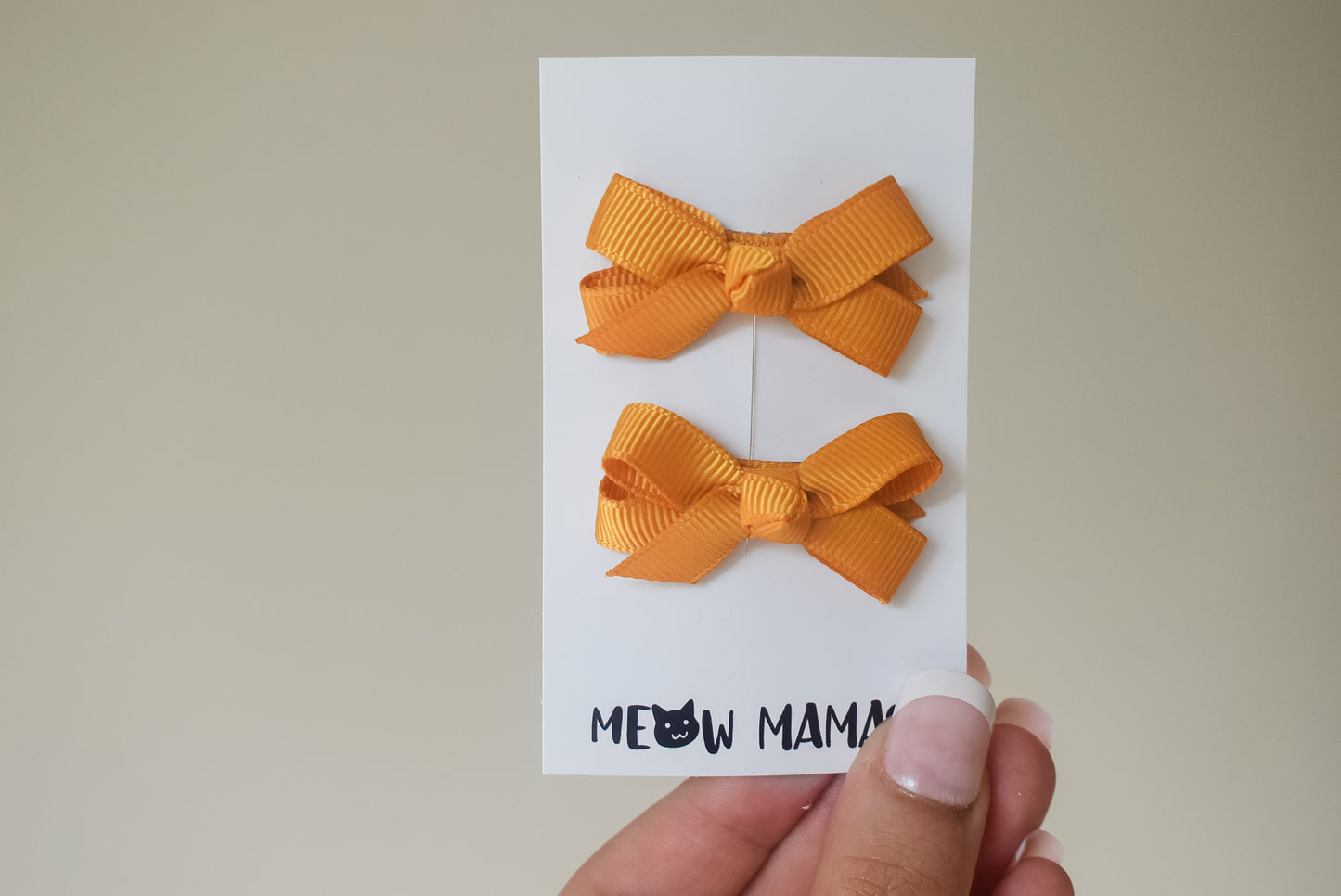 Boutique baby ribbon clips Ochre