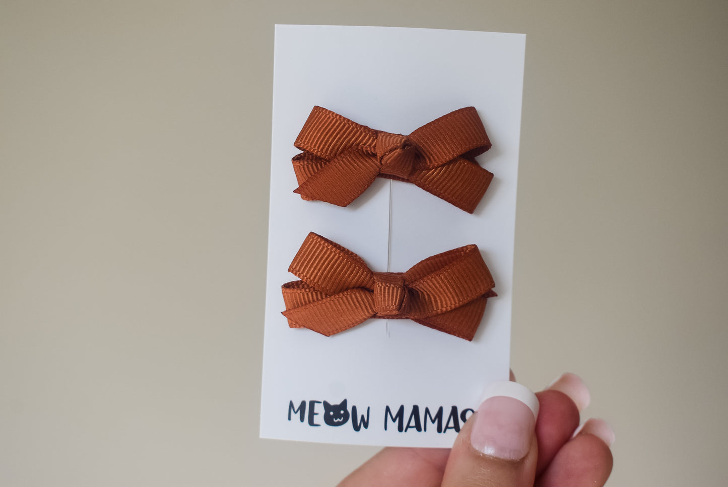 Boutique baby ribbon clips cinnamon