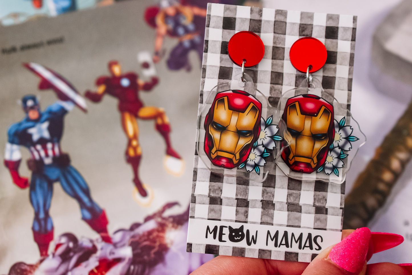 Iron man tattoo style Acrylic earrings