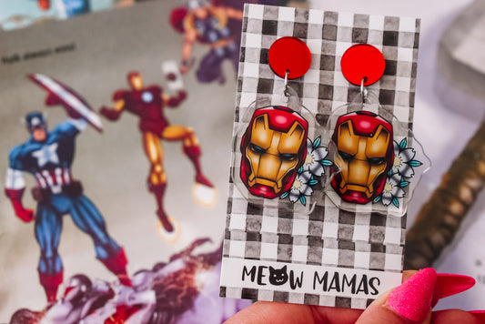 Iron man tattoo style Acrylic earrings