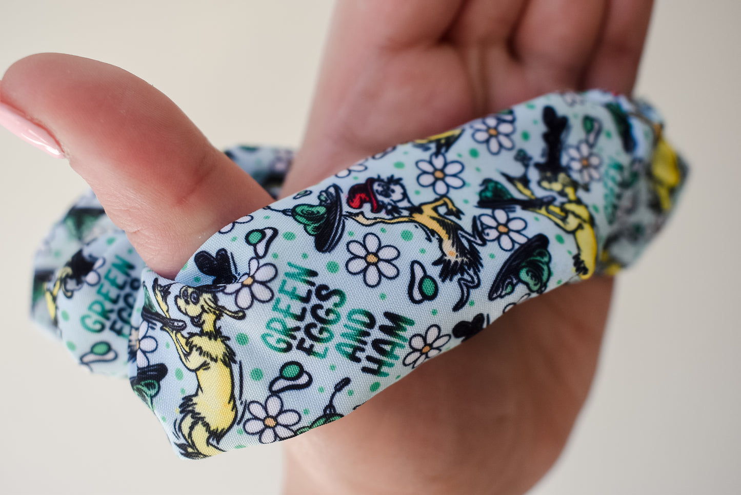 Green Eggs twist scrunchie