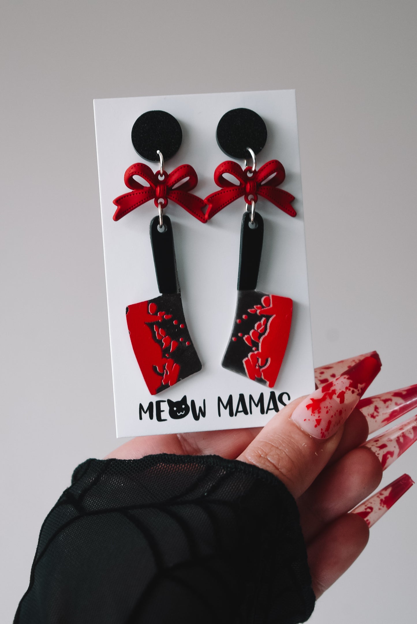 Final girl meat cleaver earrings