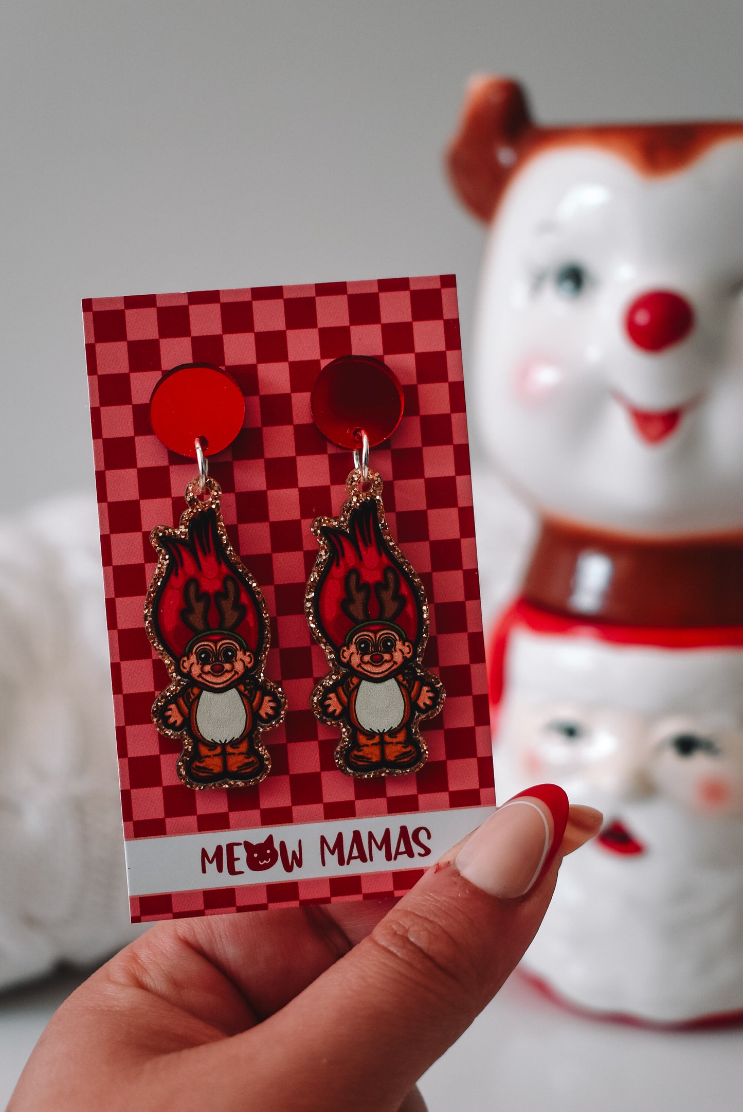 Reindeer Troll Acrylic earrings