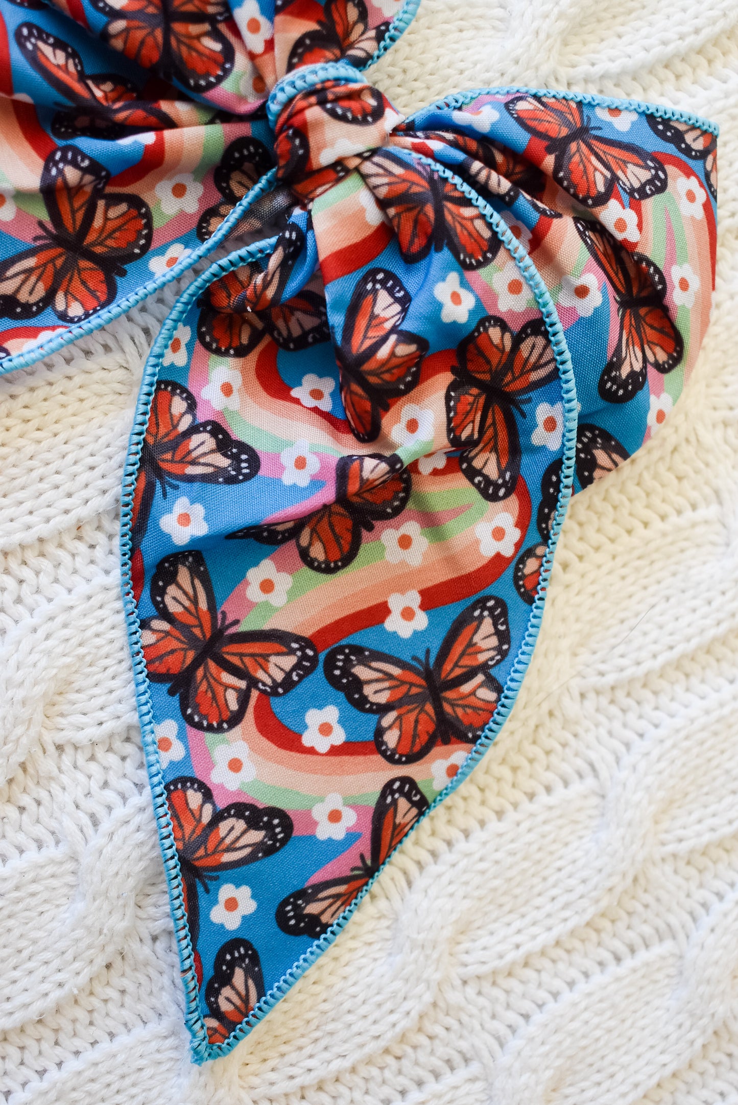 Rainbow Butterflies 5 inch hand tied sailor bow