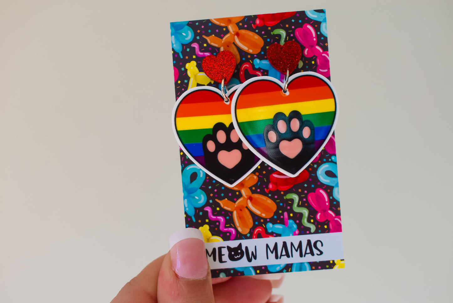 Pride paws dangle earrings