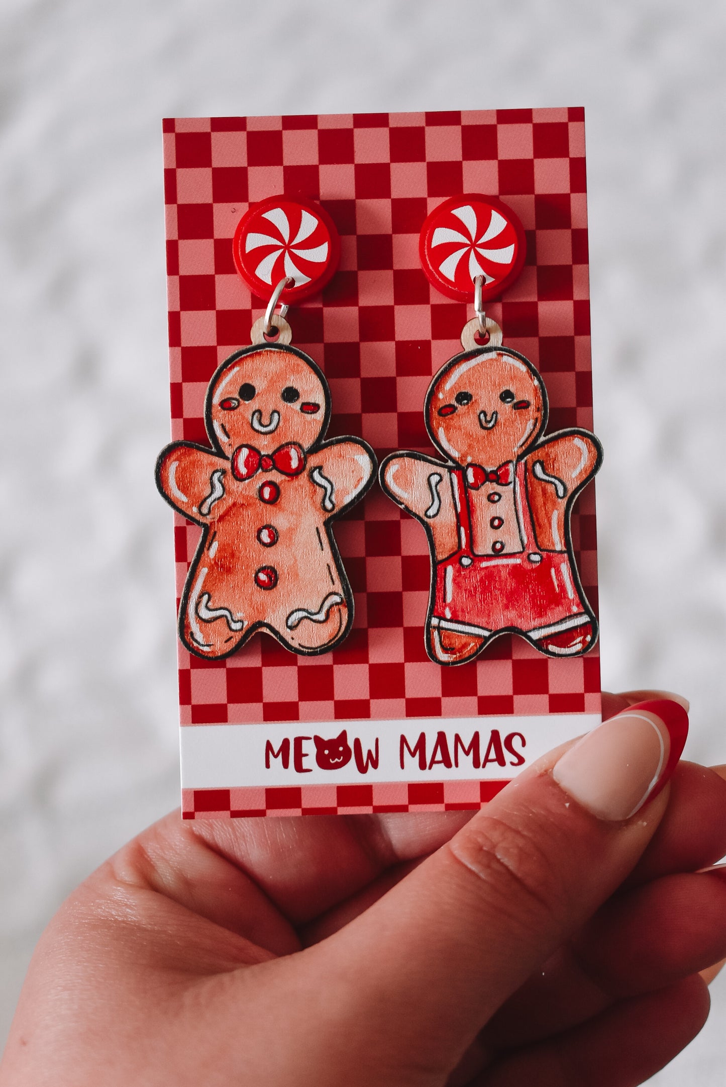 Mistmatched gingerbread wooden dangles