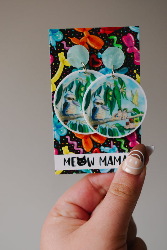 Gumnut Kookaburra dangle earrings