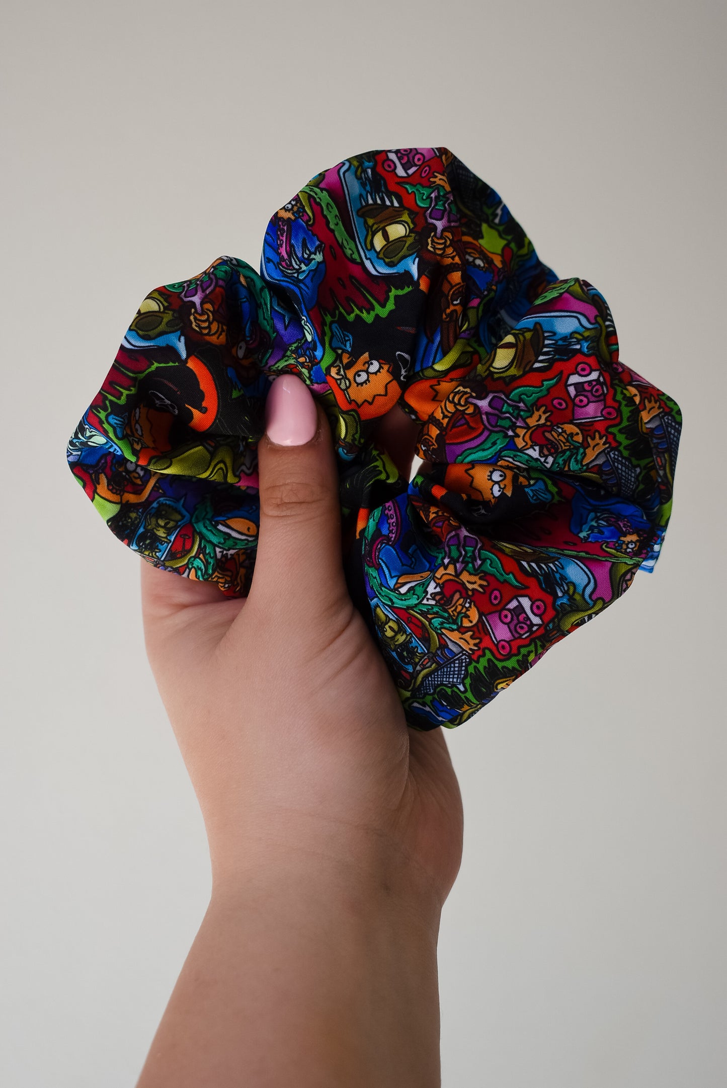 Vibrant Treehouse of horror scrunchie
