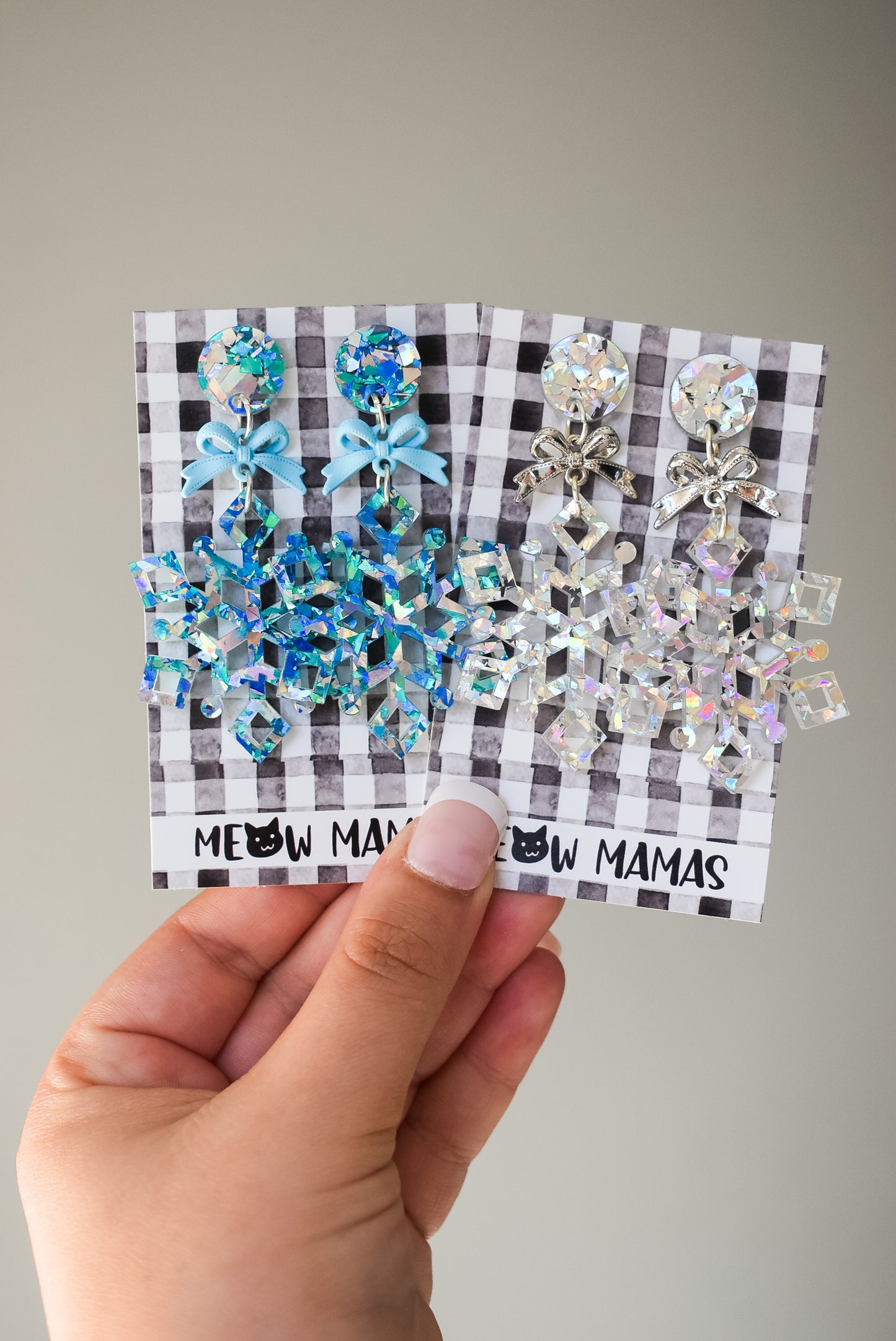 Blue snowflake dangle Acrylic earrings