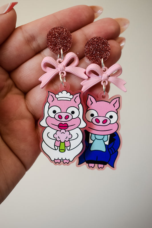 Pig cuffling dangle earrings