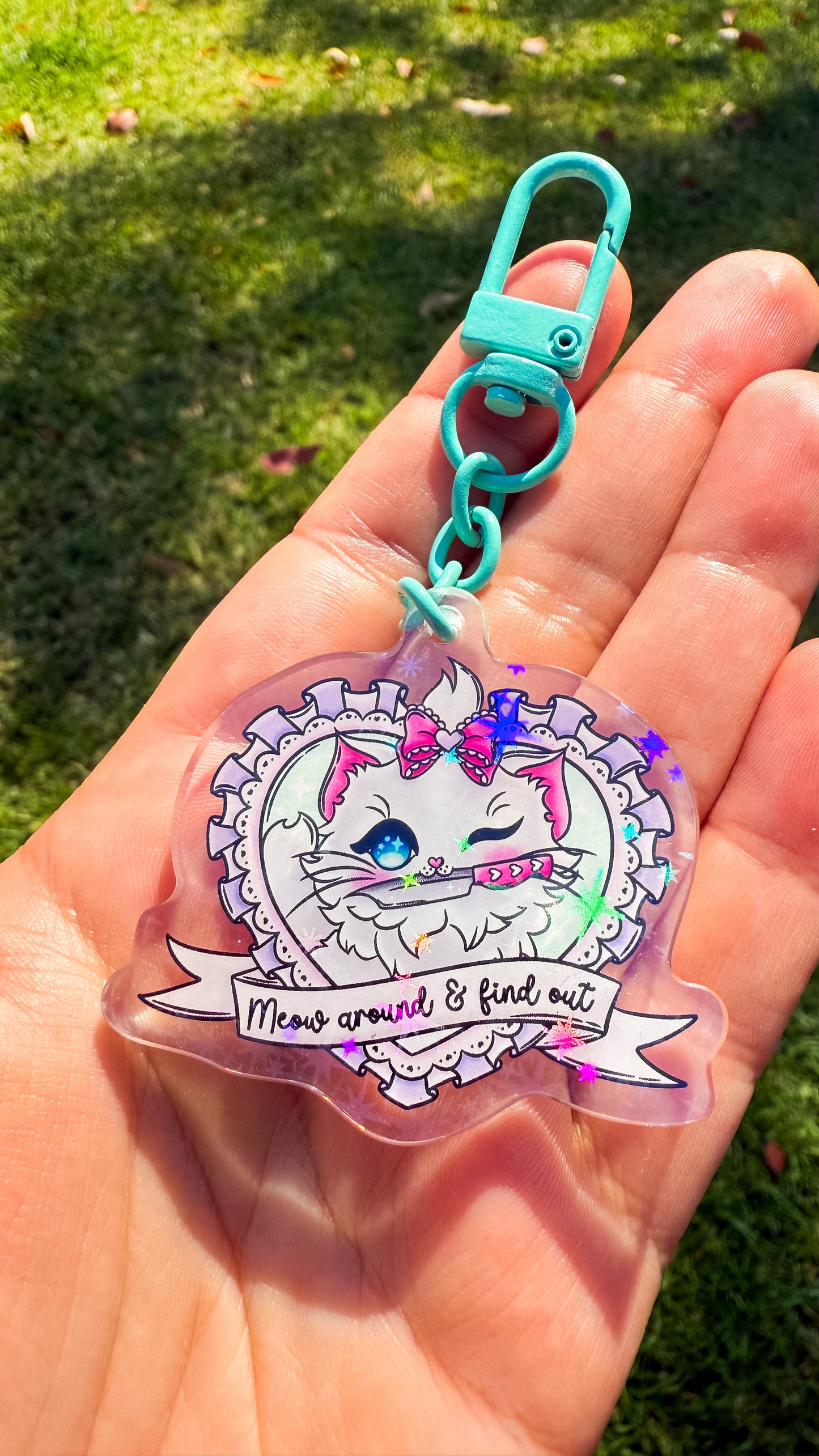 Meow around and find out Holographic keychain