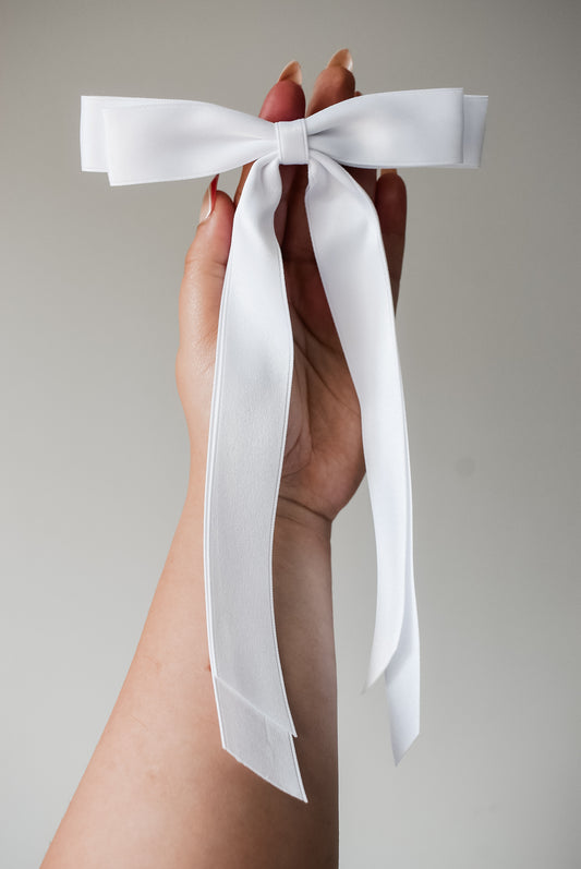 White Skinny ribbon bow