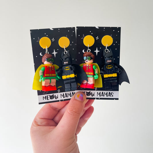 Batman and Robin block earrings