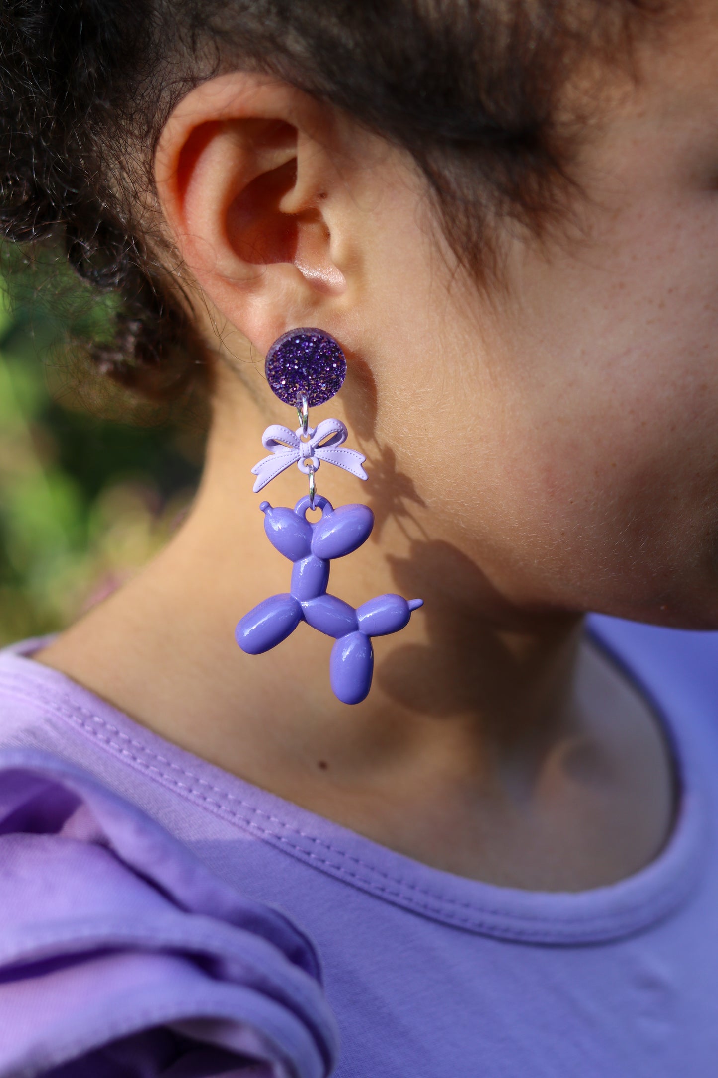 Balloon dog earrings PURPLE