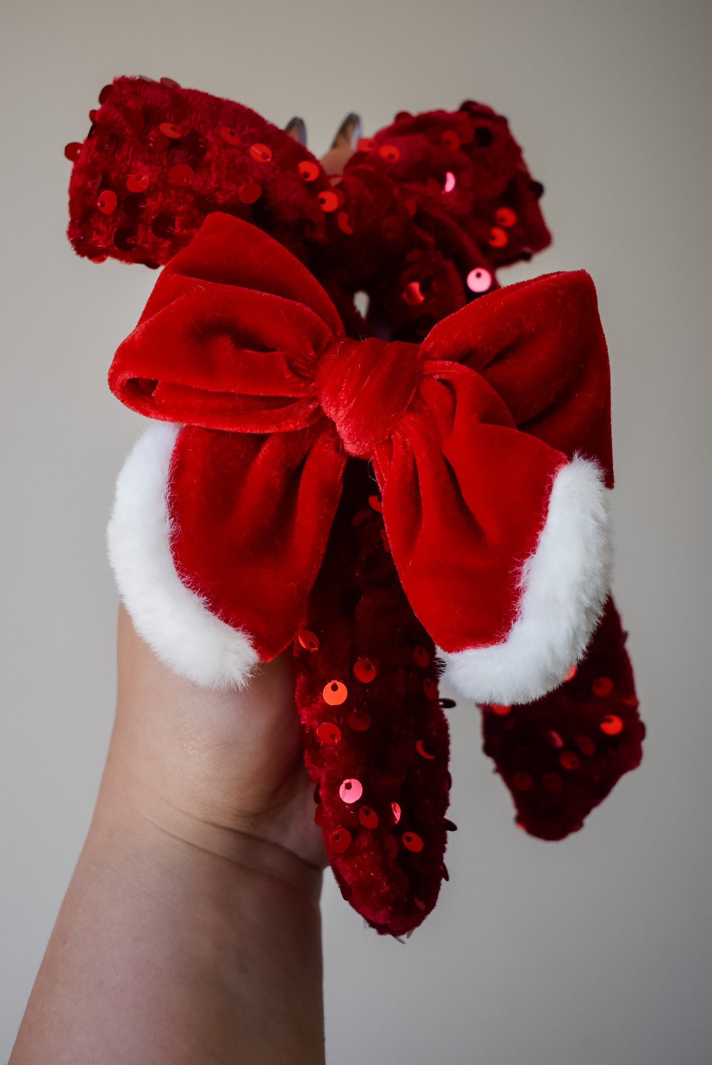 Sequin hand tied bow in colour Mariah