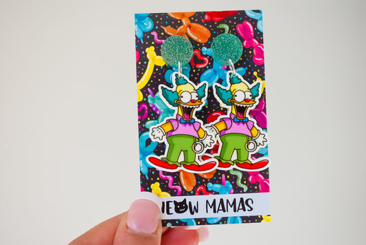 Evil Krusty doll dangle earrings