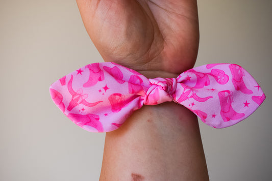 Pink western twist scrunchie