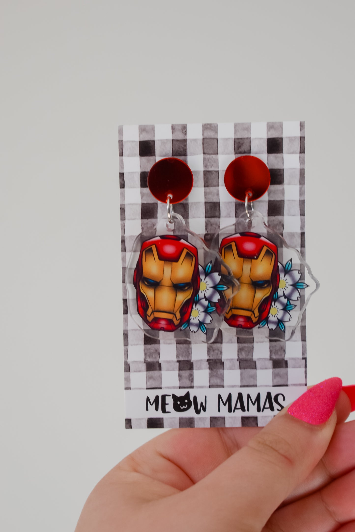 Iron man tattoo style Acrylic earrings