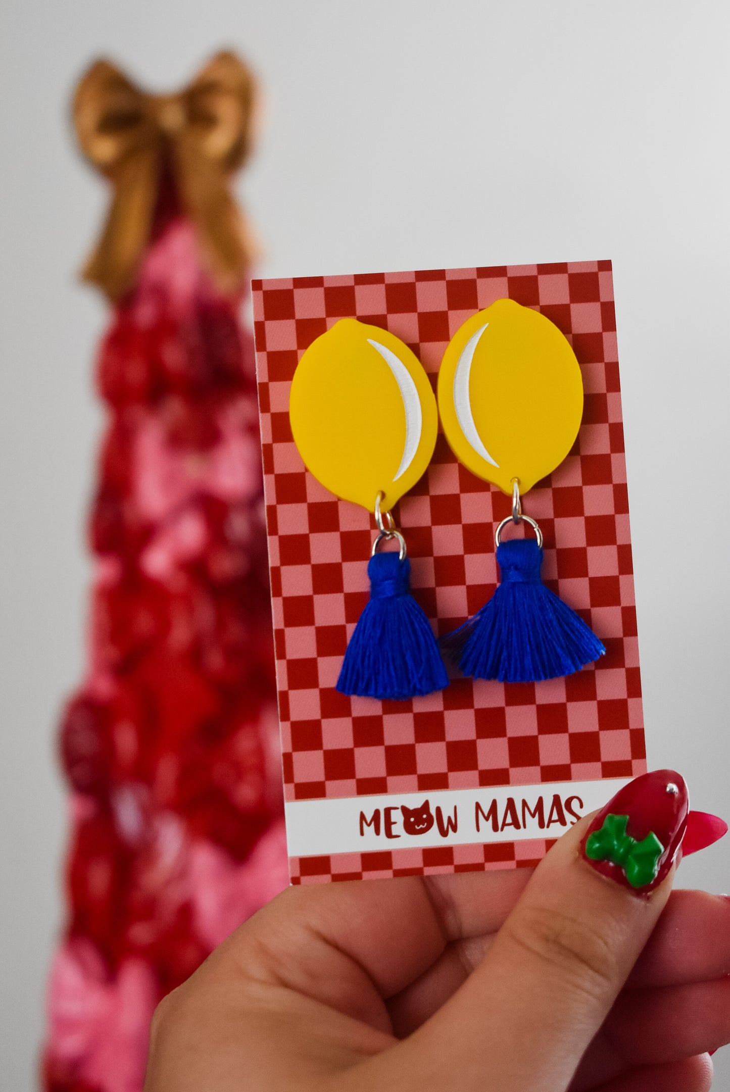 Lemon Tassel statement Christmas dangles