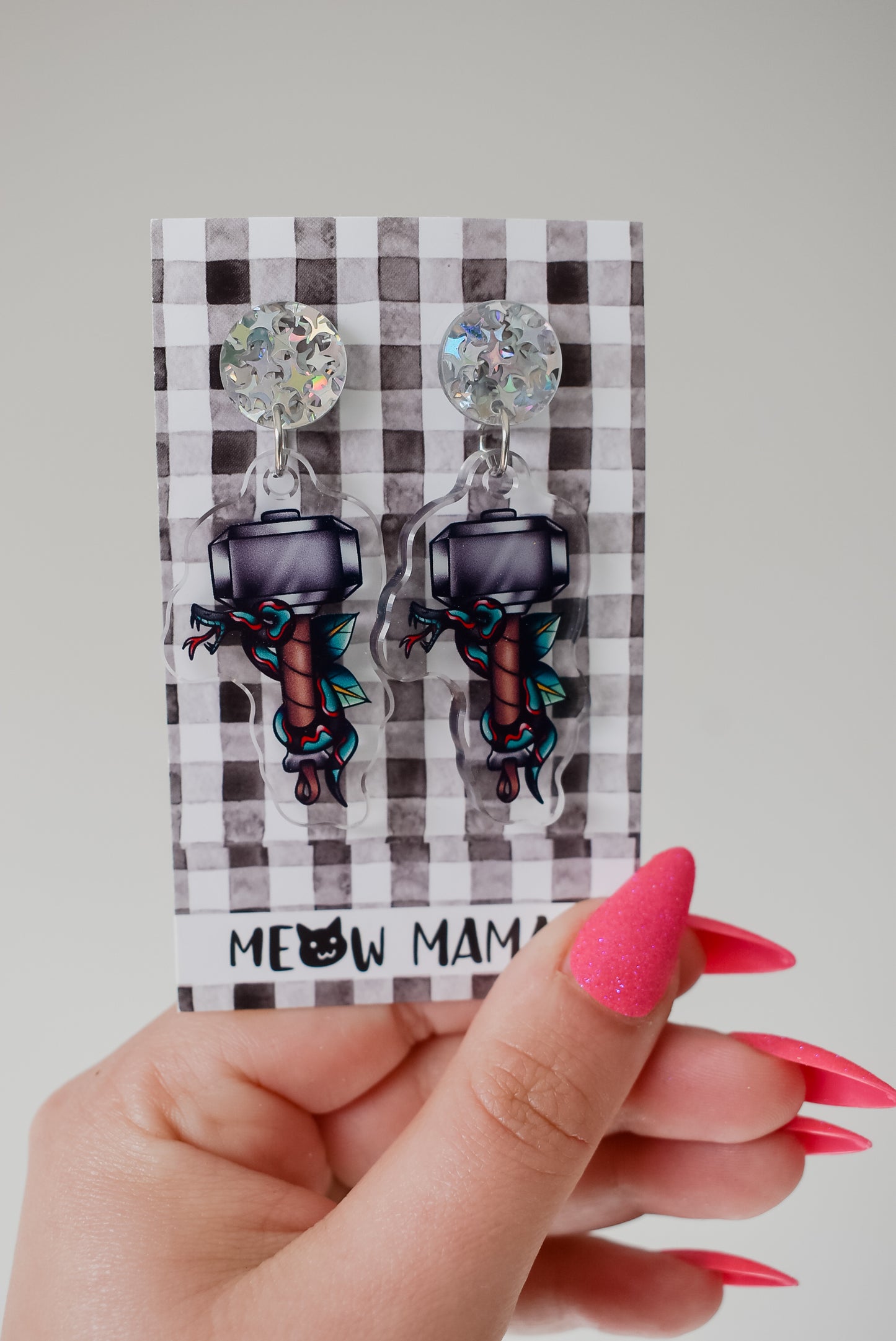 Thor tattoo style Acrylic earrings