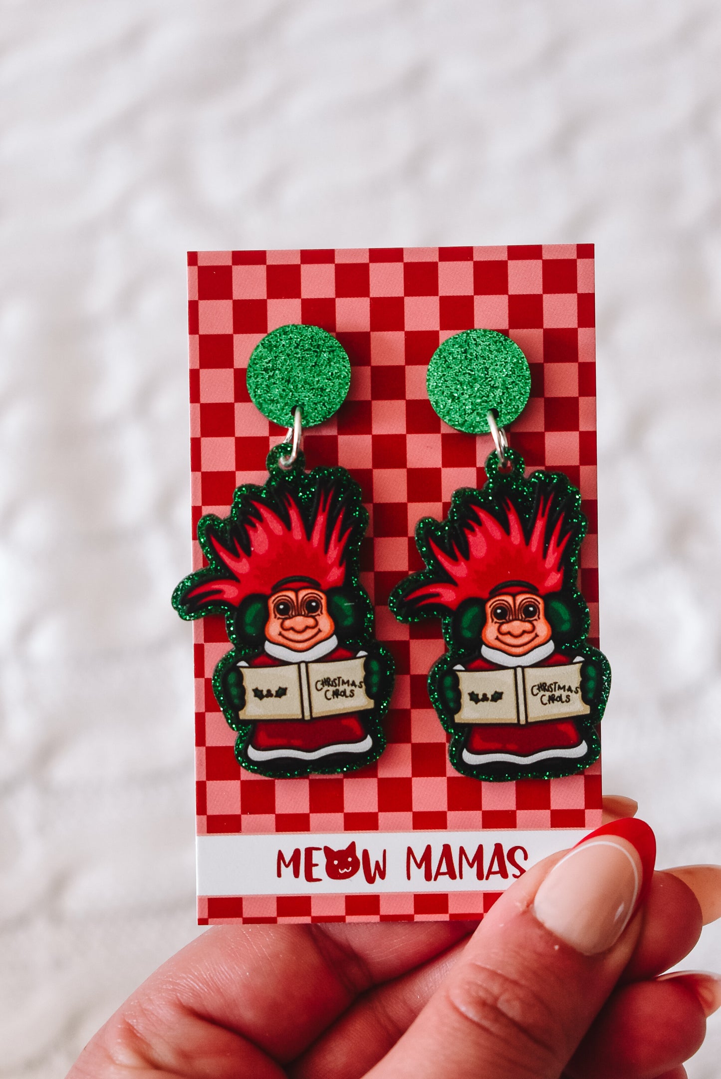 Christmas Carol Troll Acrylic earrings