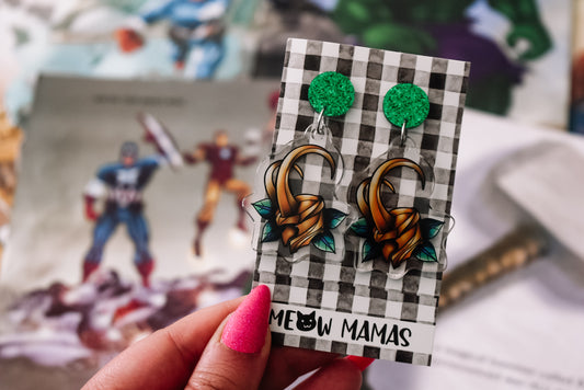 Loki tattoo style Acrylic earrings