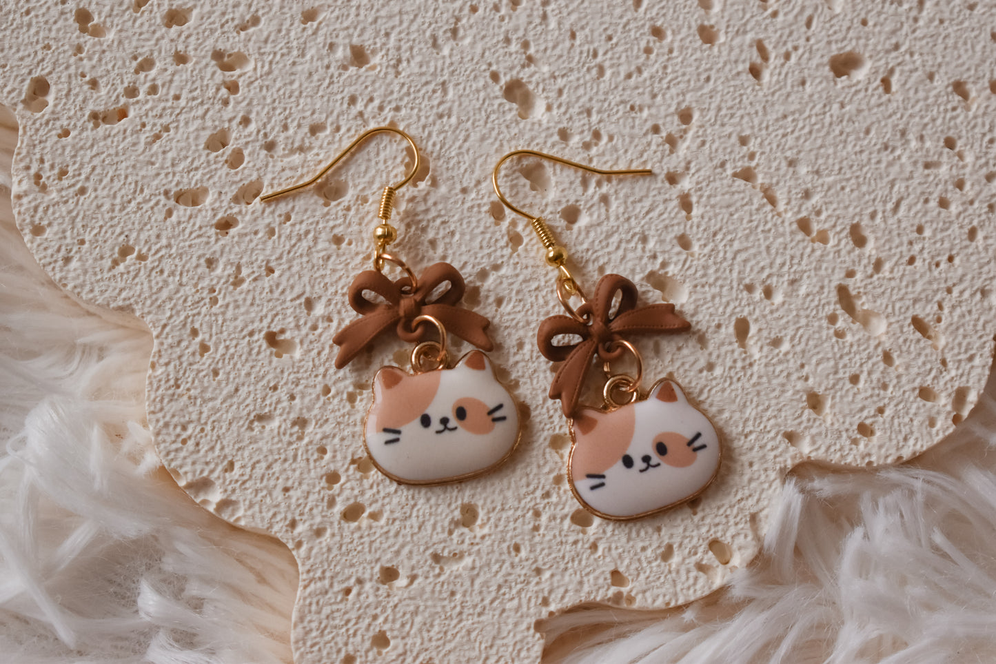 Kawaii cat earrings LIGHT BEIGE