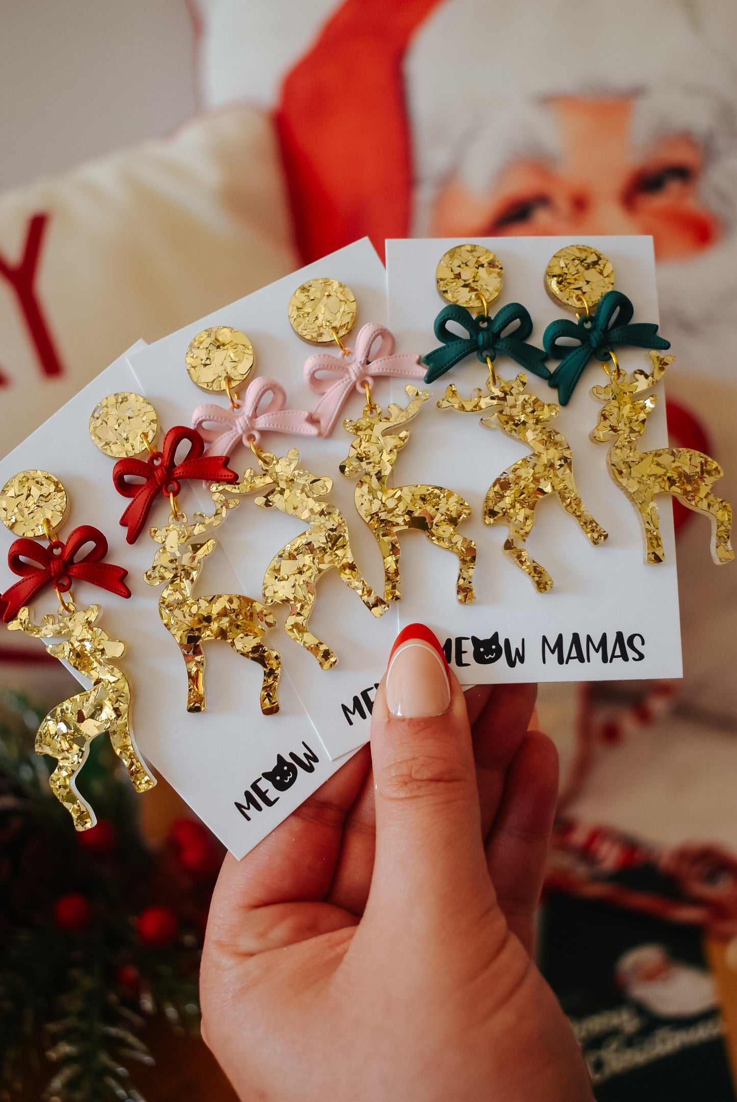 Reindeer dangle Acrylic earrings GOLD