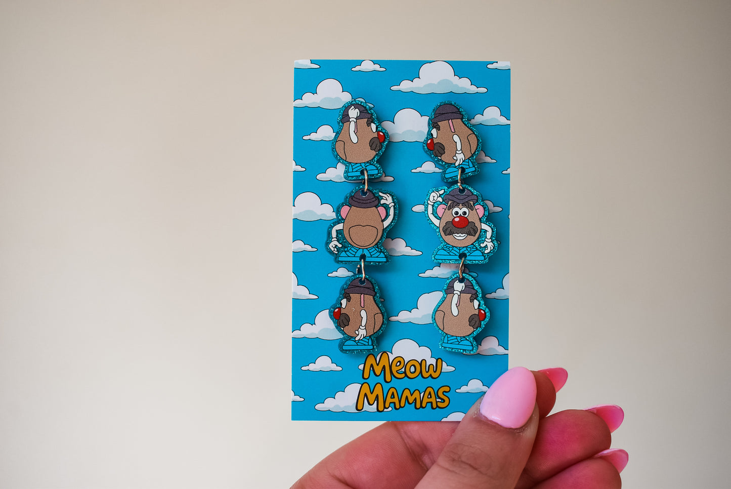 Handsome spud dangle earrings