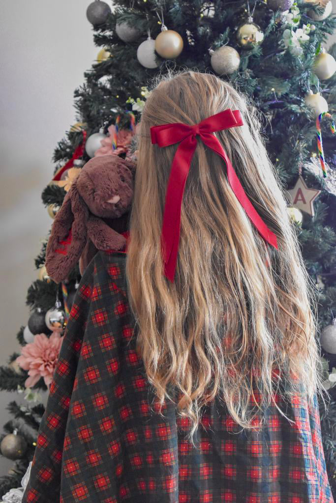 Deep red red Skinny ribbon bow