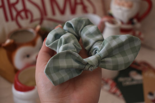 Green gingham twist scrunchie
