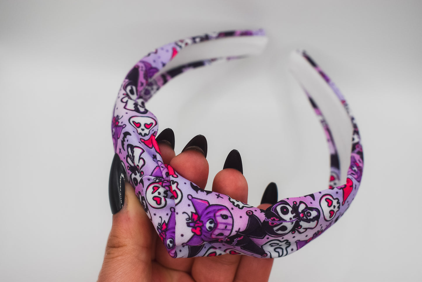Spooky kuromi Top Knot hard headband