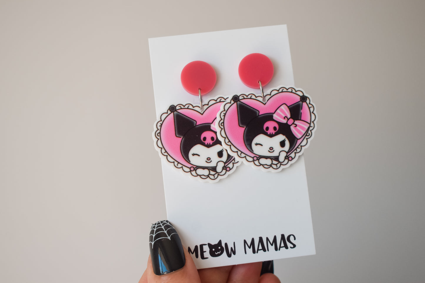 Hot pink Kuromi dangle earrings