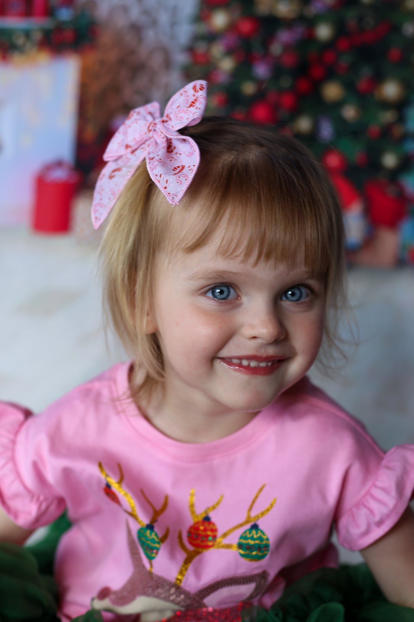 Bubblegum pink candy cane mini whimsical sailor bow