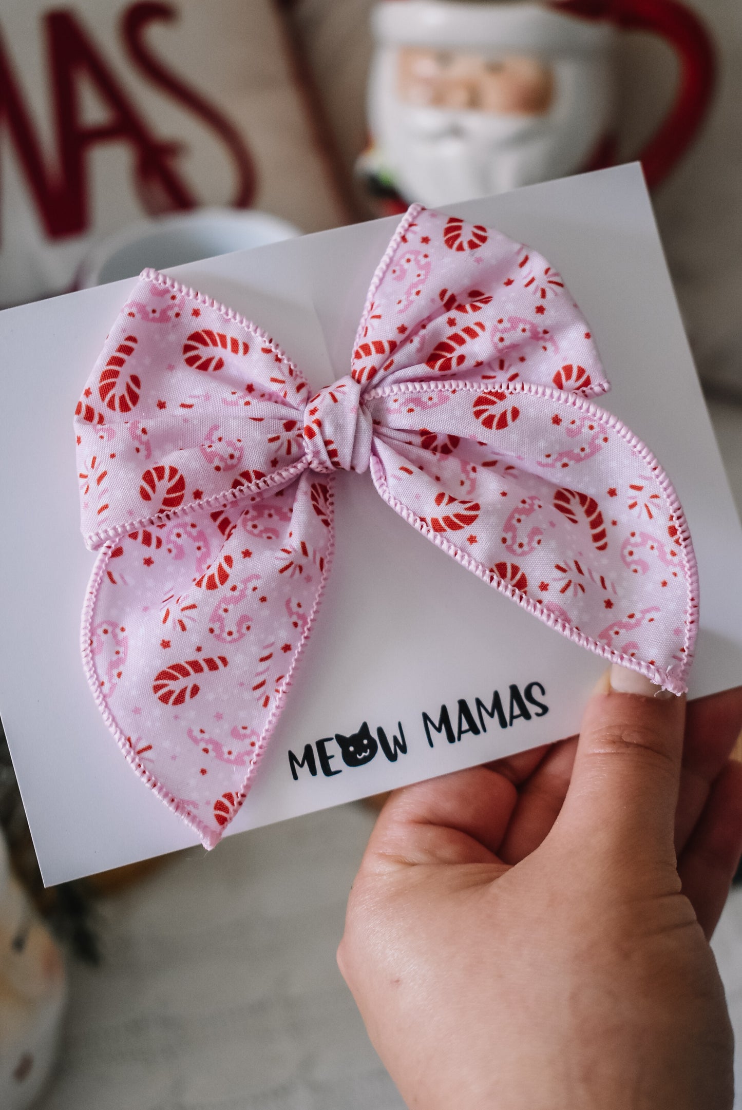 Bubblegum pink candy cane mini whimsical sailor bow