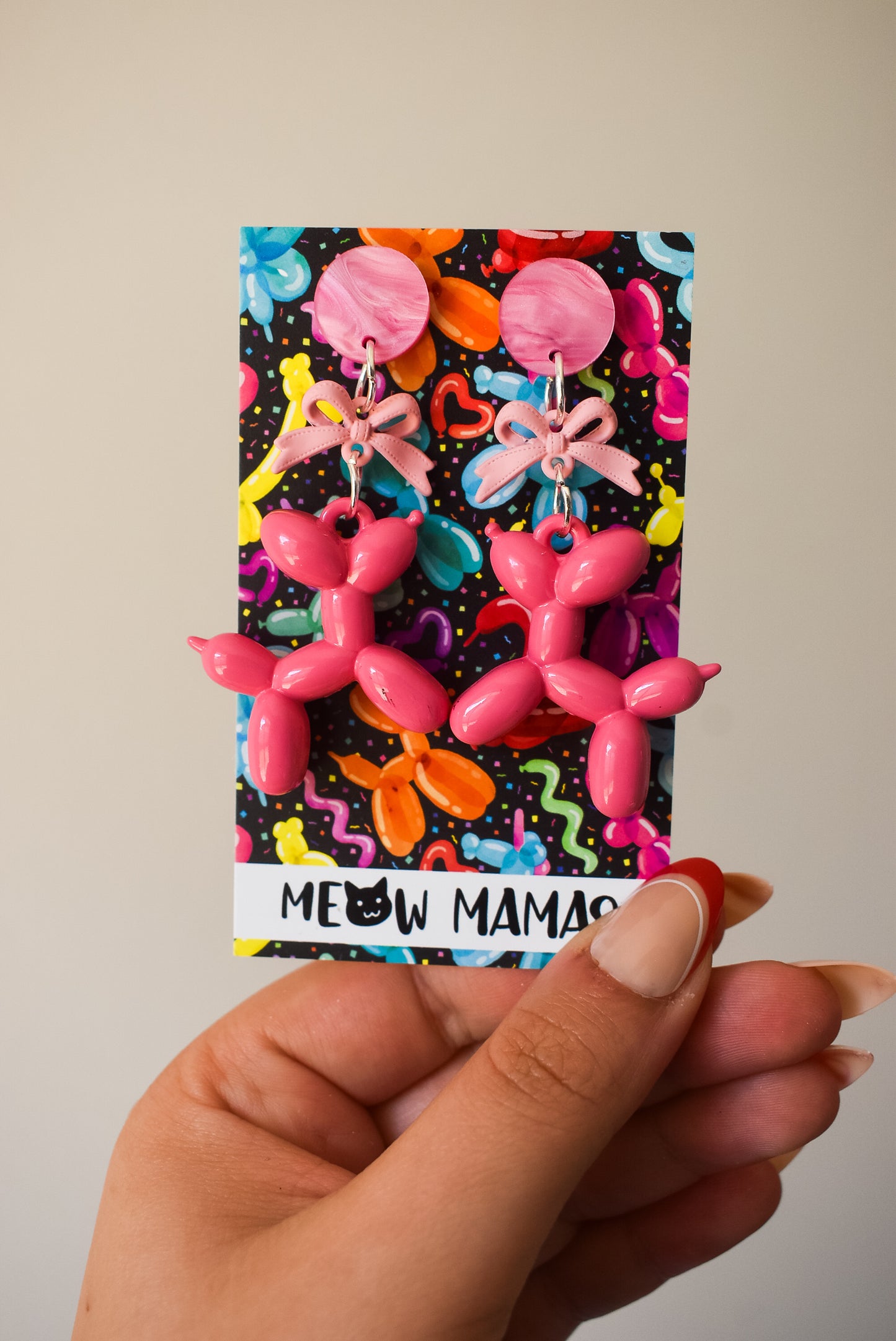 Balloon dog earrings LIGHT PINK