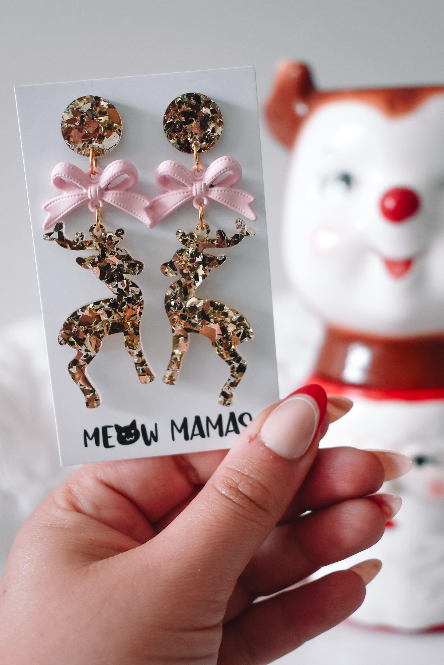 Reindeer dangle Acrylic earrings GOLD