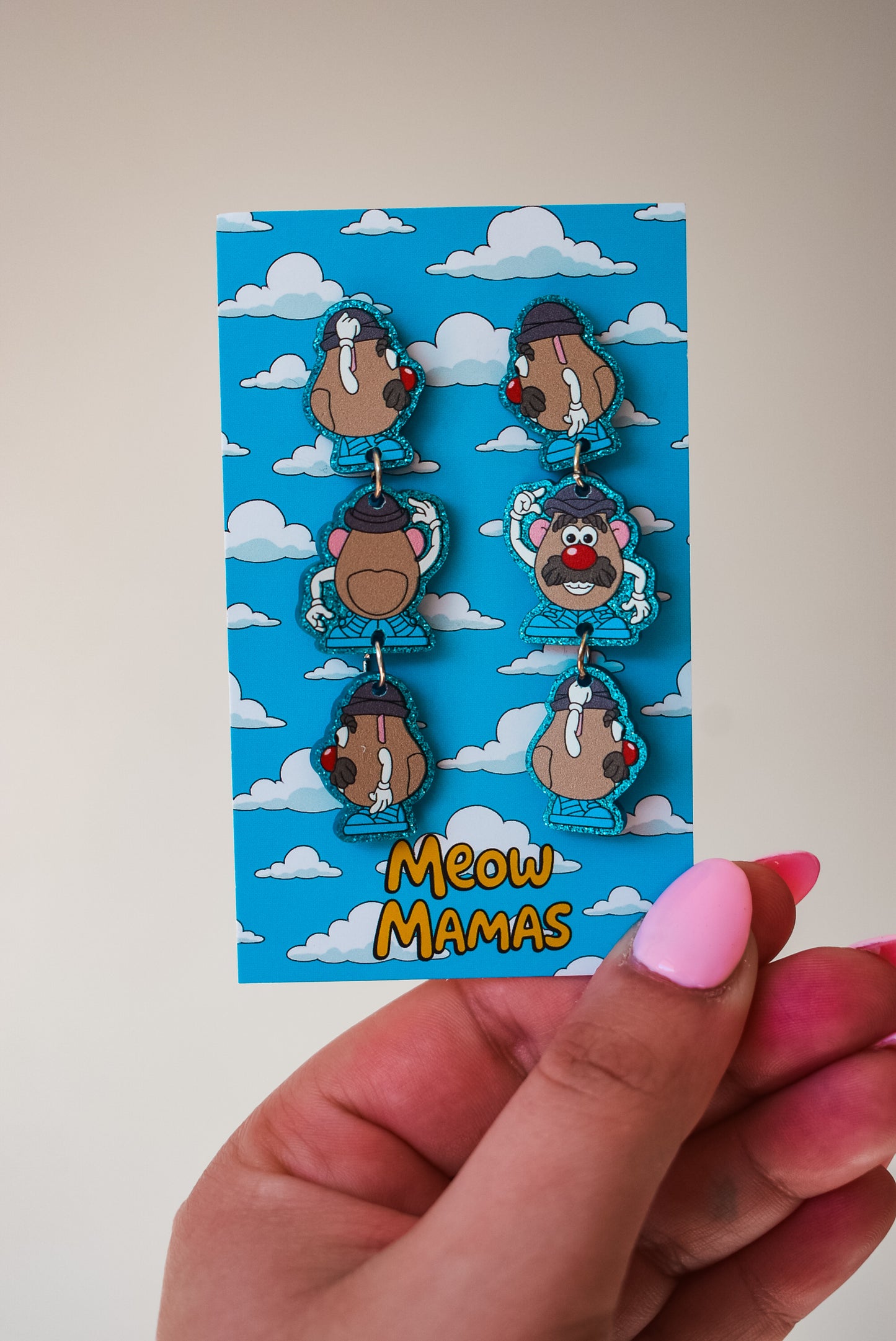 Handsome spud dangle earrings