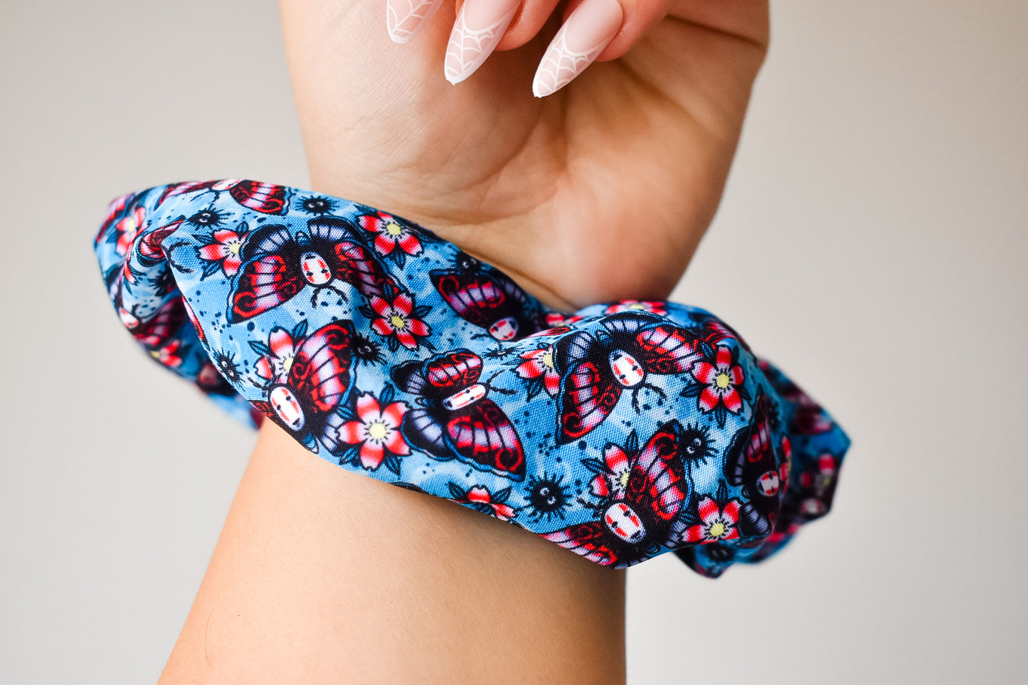 No face tattoo moths(spirited away)scrunchie