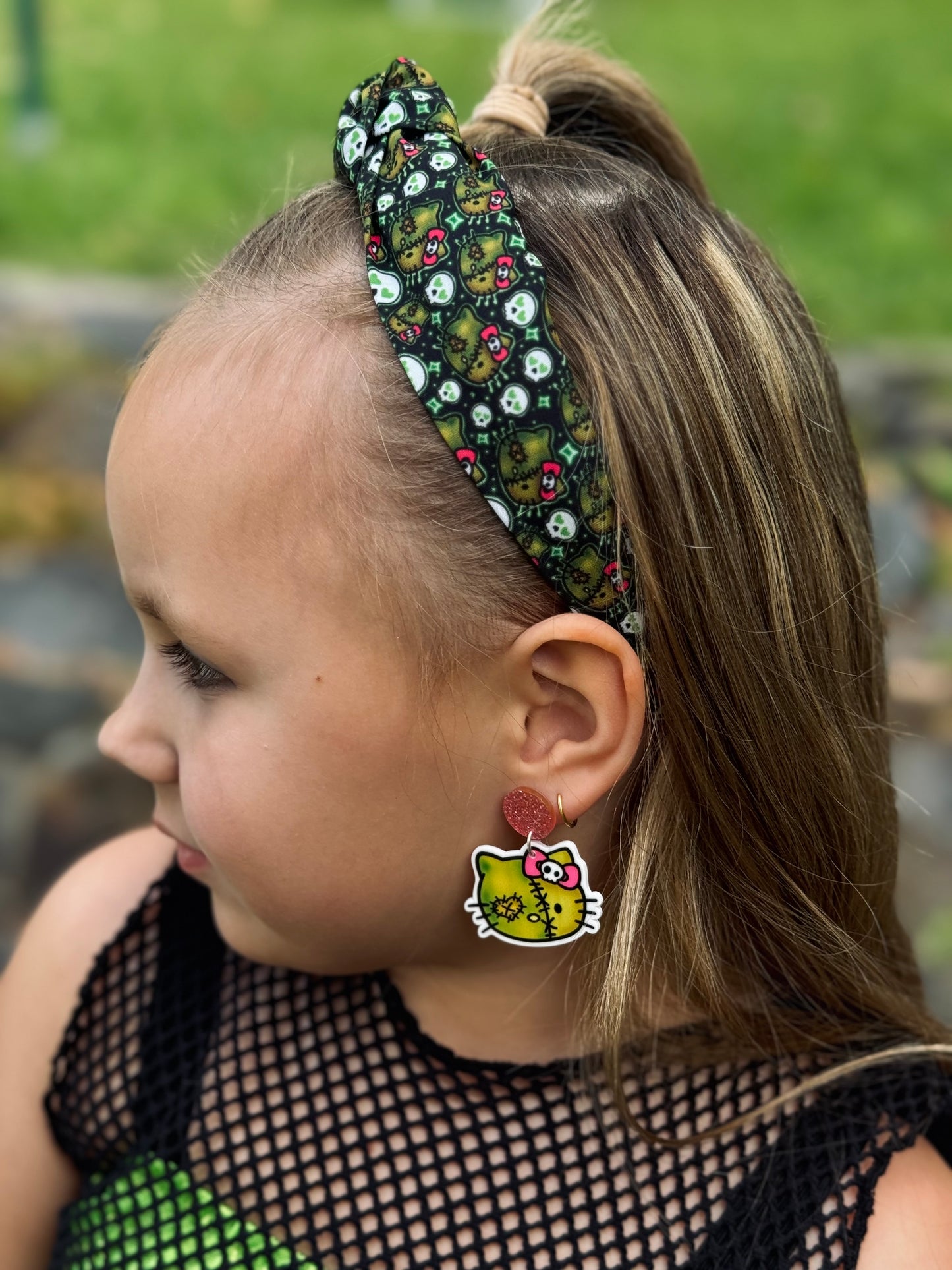 Halloween electro kitty Top Knot hard headband