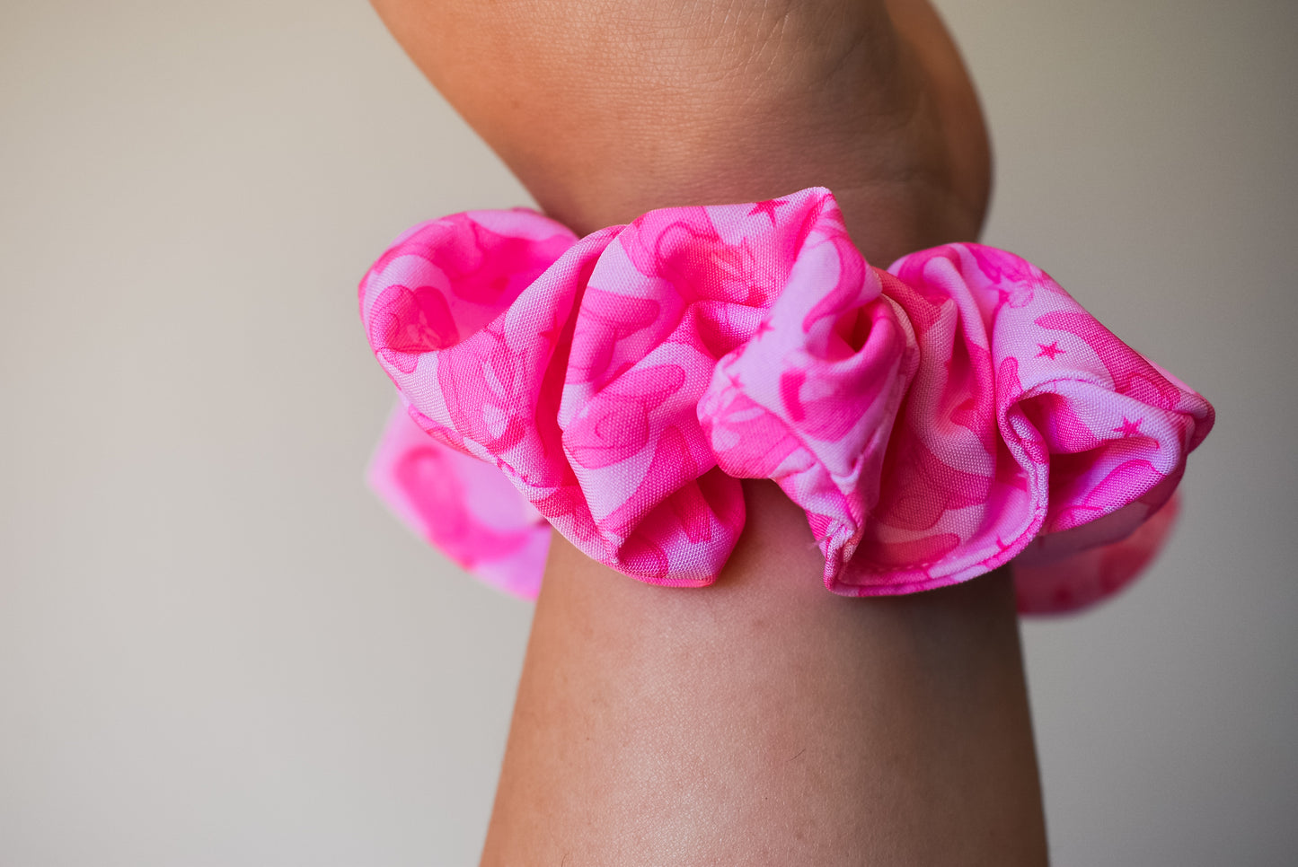 Pink western twist scrunchie