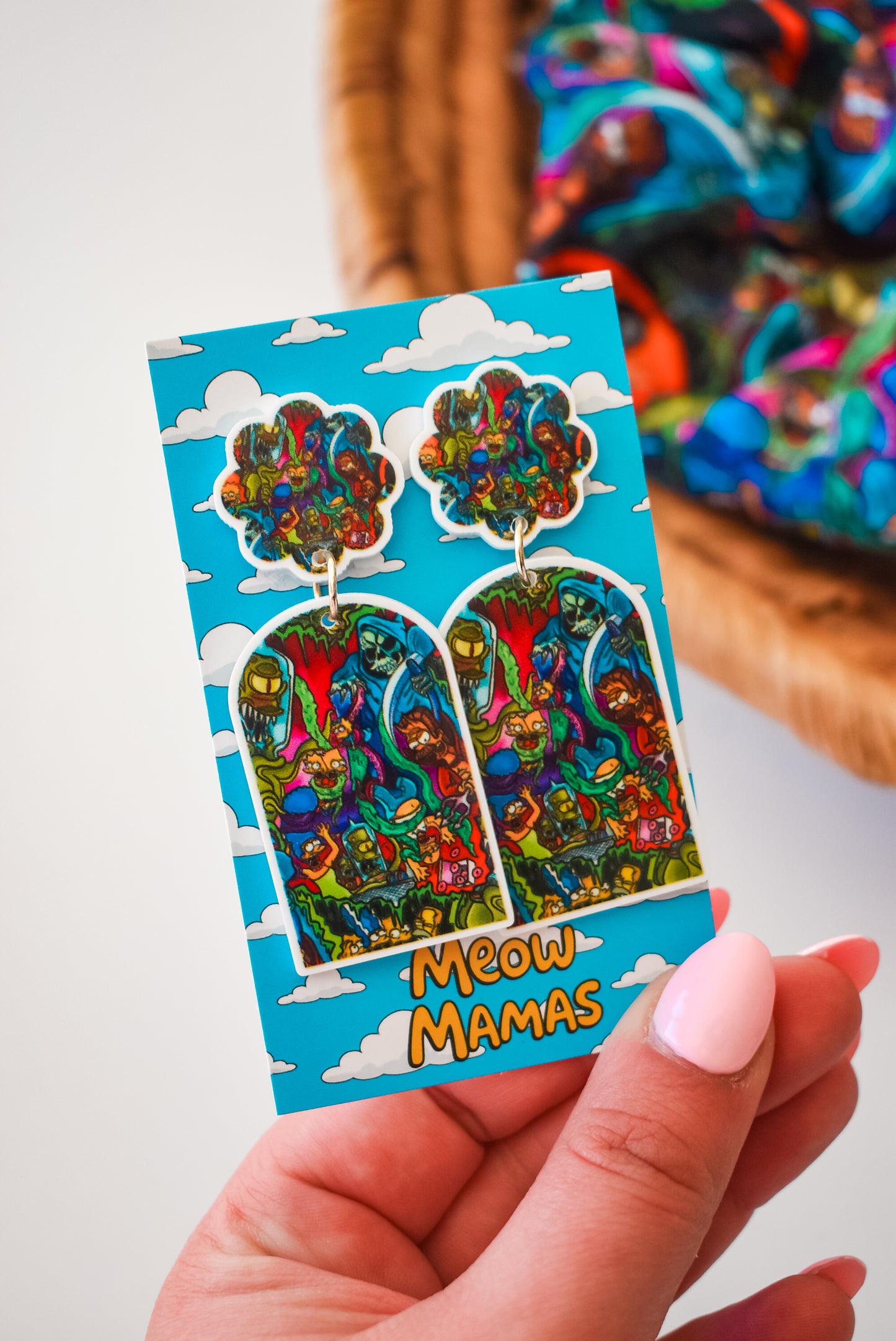 Retro treehouse of Horror dangle earrings