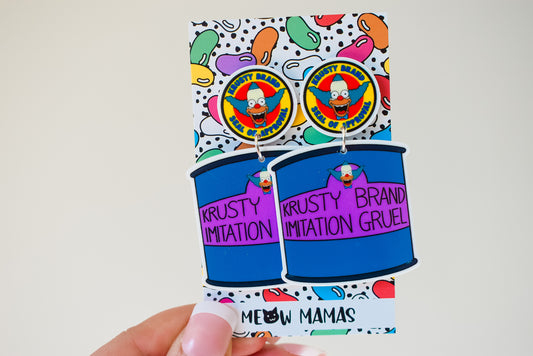 Krusty brand imitation gruel dangle earrings