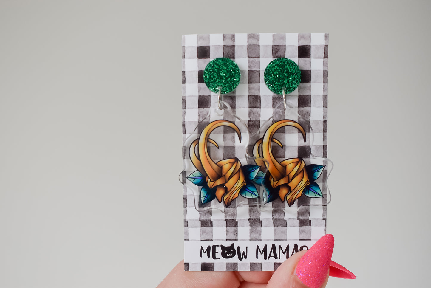 Loki tattoo style Acrylic earrings