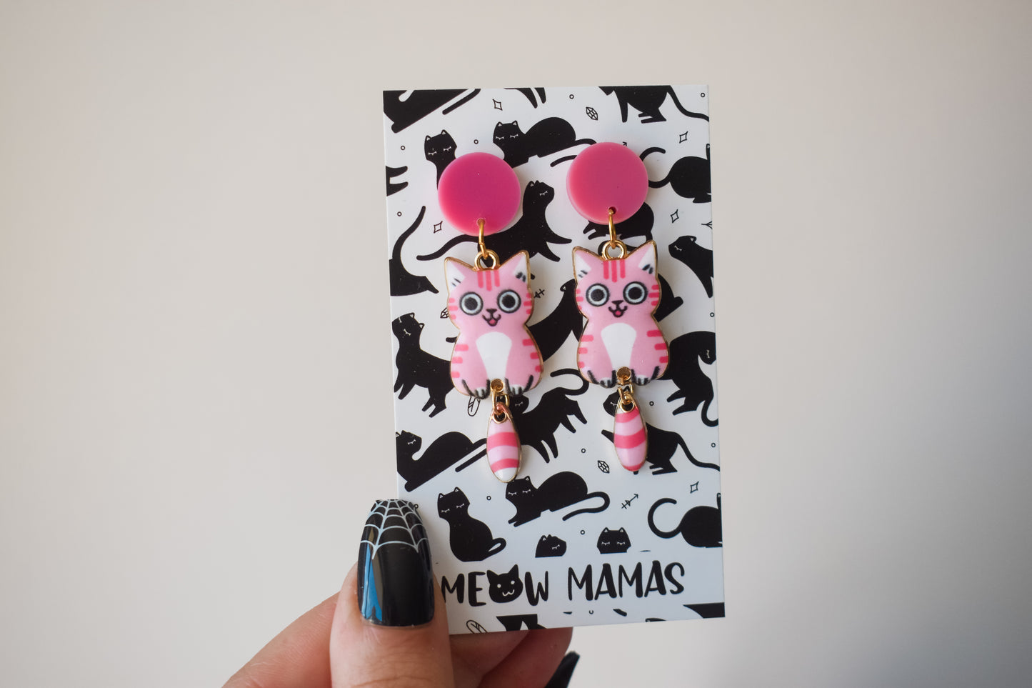 Dangle cat earrings PINK
