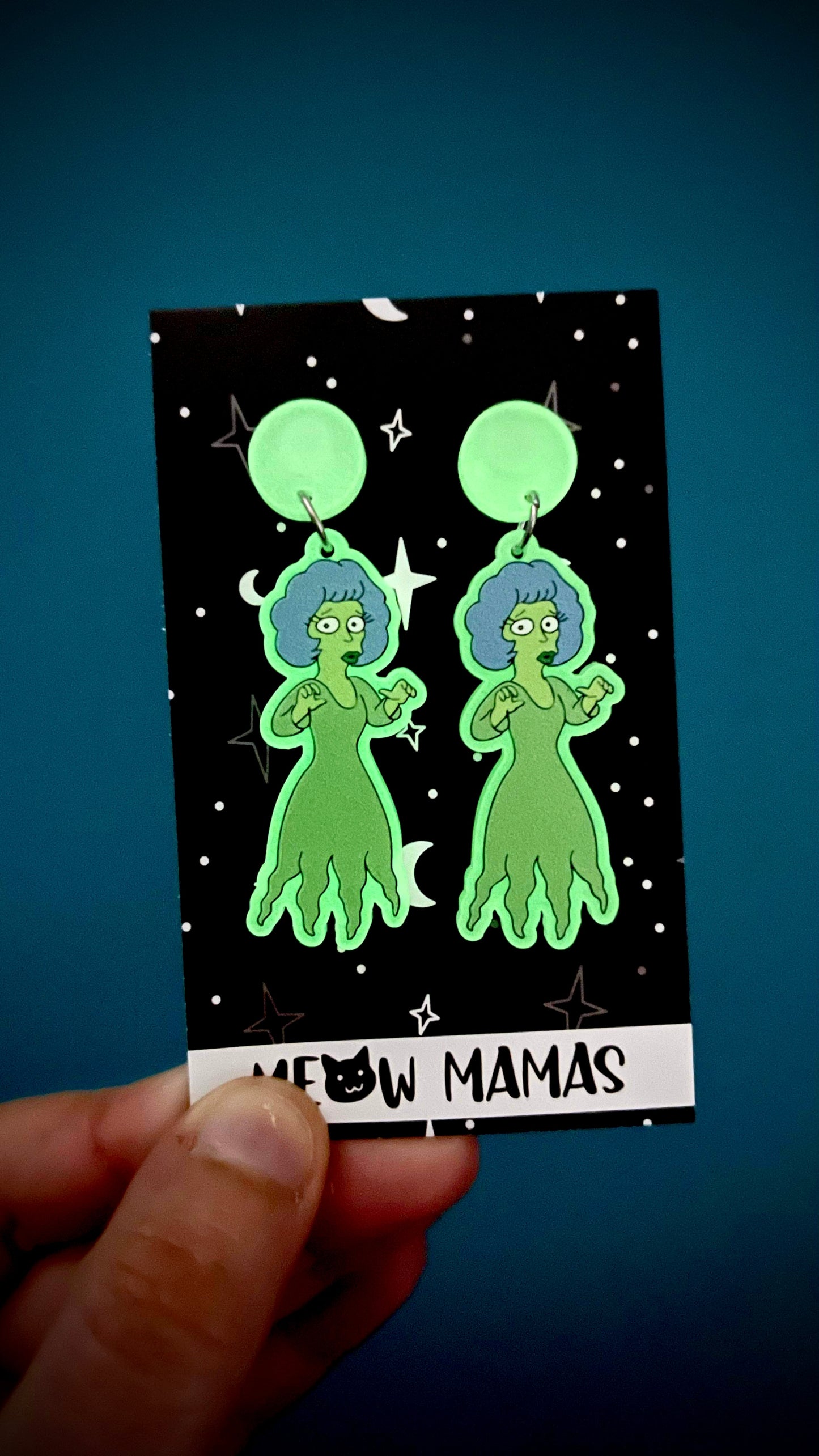 Ghost maude glow in the dark acrylic earrings